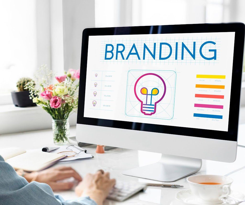 Split-screen showing mismatched brand elements across website, social media, and Google profile